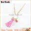 New design pink crystal pendant pink tassle chain necklace