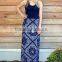2016 fashion lady blue lace top white stripe dress yiwu factory wholesale dress set