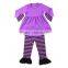 Cotton ruffle little girls dress suits remake boutique kids outfit purple black striped ruffle pants children clothing 2016 set