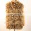 real knitted raccoon fur vest natural color fashion design