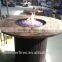 Gas Fire Pit Table Marble Top Round Outdoor Propane Fireplace Patio Furniture