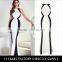 Black &white Fashion Sexy Lades' Long Floor Touching Party Wear Gown Dress