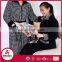 Houndstooth printed coral fleece long style zipper reversible bathrobe
