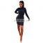 Europe And America Sexy Long Sleeve Package Hip One-Piece Dress
