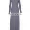 CHEFON Grey slim fit jersey maxi dress long sleeve