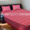 Indian Beautiful Ikat Bedspread Queen Size Screen Print 100% Cotton Fabric Pink Bedding Set Bedsheet