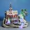 Polyresin Christmas Crafts Decoration 8'' LED train station  with moving train