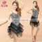 Sexy American competition performance sequins tassel latin dress wear L-7089#