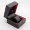 Black Leather Watch Boxes PU watch Cases with red color stitching wholesale