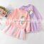 2020 autumn new girls kids cartoon pony print pink purple dress