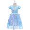 New Frozene Sequin Girls Dress Cartoon Elsa Anna Print Princess Dress Party Short Sleeve Dresses Birthday Gifts Kids Clothes