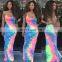 LAITE D2078 New Arrivals Best Sellers Women Tie Dye Casual Dresses Ladies Backless Sexy Dresses Women Summer Tie Dye Dresses
