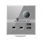 Electric wall switch socket, gray glass panel, multi-point power socket with 2 USB ports