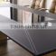 Luxury office furniture decoration black tempered glass top leather cover conference room table with power outlet
