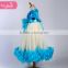 Blue Feather dresses for baby girls 2015 new design lace and feather kids dresses