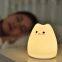 Lampada de noite de silicone, lampada de mesa LED colorida em formato de gatinho para crian?as, lampada de quarto com luz que muda ao tocar