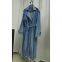 European style blue denim long windbreaker coat with feminine temperament, high-end casual double breasted suit coat