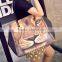 Ladies cool Tiger face printing PU shoulder bags with studded rivet