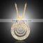 Vintage Hollow Out Long Chain Necklace Round Gold Plated Rhinestone Pendant Necklace for Women Jewelry Gifts