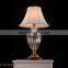 Brush Brass Crystal Vintage Table Lamp with Off White Fabric Lampshade 2297