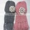 Beautiful women's winter knit pink flower hat and scarf sets