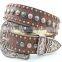 Hot Seller Western rhinestone camo leather belt with horsehead conchos