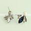 silver big pearl rhinestone alloy earrings