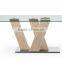 DT-2010 Modern Glass Top Dining Table With Veneer Base