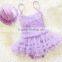 Lovely child lace one piece bathing suit wholesale modeling swimwear