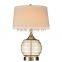 Best selling decorative table lamp modern bedside clear blue glass white shade table lamp
