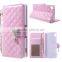 For Sony Xperia Z4 Wallet Leather Case Quilted Plaid Diamante Flower Pendant,For Sony Xperia Z4 Wallet Leather Case