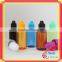 Amber pet bottle 20ml with cap for smoke oil bottle with long thin tip plastic dropper bottle