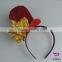 Custom plain yellow flower red small formal hat with hair attached
