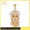 Fashion stainless steel jewelry custom engraved logo gold jesus pendant with cz