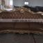 luxury antique wooden sofa furniture, golden finished carved wood sofa