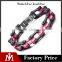 Black and red color 316 L stainless steel bike chain bracelet with crystal stone