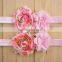 Custom Vintage shabby Chiffon Flower Leopard Frayed Chiffon Flower Headbands For Baby Girl Headband