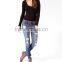 Distressed Denim Skinnies women skinny denim jeans (LOTX254)