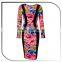 women casual one piece dress in floral print jersey dress