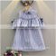 2017 wholesale lovely sweet liitle girl boutique clothing stripe off shoulder new design children summer dress