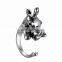 Silver Bronze Plated Rhinoceros Knuckle Ring Animal Open Mouth Unisex Rings