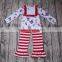 New arrival Yawoo wholesale girls boutique outfits christmas style party wear boutique outfits 2pcs t-shirt match pants clothes