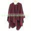 Hand Knitted Poncho, Brown Scarf,Wool Knitted Sweater