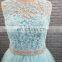 Mint Green Color Tulle Short A Line Prom Dress With Beaded Belt