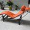 Vintage Original Le Corbusier Cassina LC4 Chaise Lounge Chair Black Leather