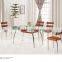 Modern Home Dining Room Furniture 6 Seat Soildwood Glass Dinning table set leather and metal dinning chairs