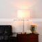 Luxury Slub Crystal Table Lamp for Hotel Villa with Copper Base White Linen Lampshade
