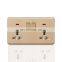 Universal 5 pin Wall Socket With Switch 16A  Flame retardant PC Panel Socket and Switches Electrical Metal Frame With LED light