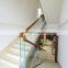 luxury high quality wood handrail railing balusters stair glass handrails for stairs
