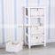 White Nightstand End Side Table Bedroom Bedside Home Furniture w/Drawer and 4 Wicker Basket Storage Wood Organizer Cabinet White